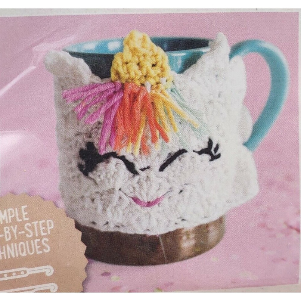 Unicorn Mug Cup Cozy Crochet Starter Kit Youth Crafts Beginner Learning Pattern